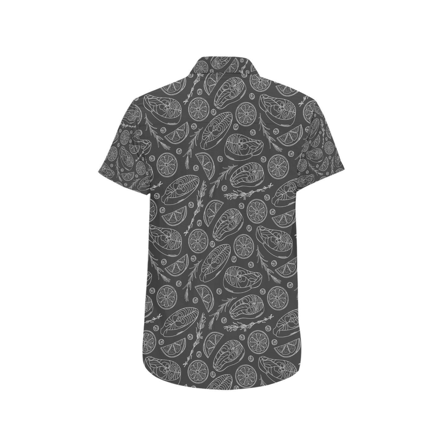 Steak Print Design LKS301 Men Short Sleeve Button Up Shirt