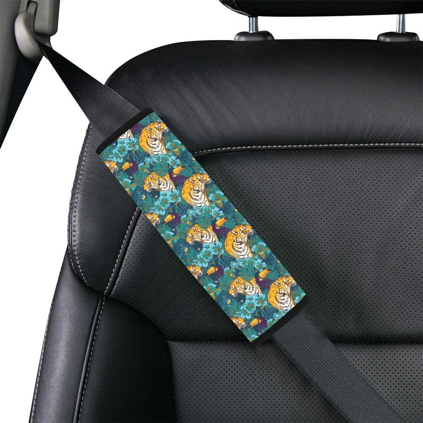Tiger Tropical Print Design LKS301 Car Seat Belt Cover
