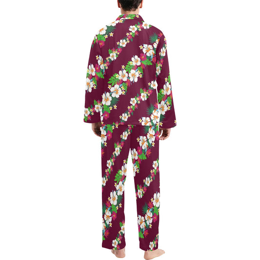 Hawaiian Themed Pattern Print Design H06 Men's Long Pajama Set