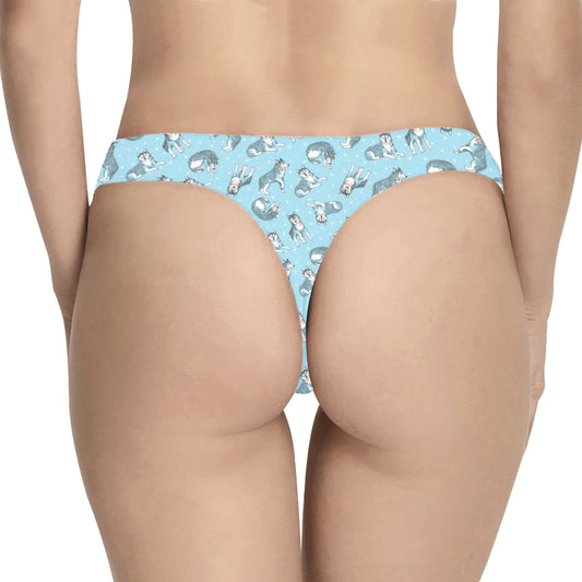 Wolf Design Print Pattern Women's Thongs