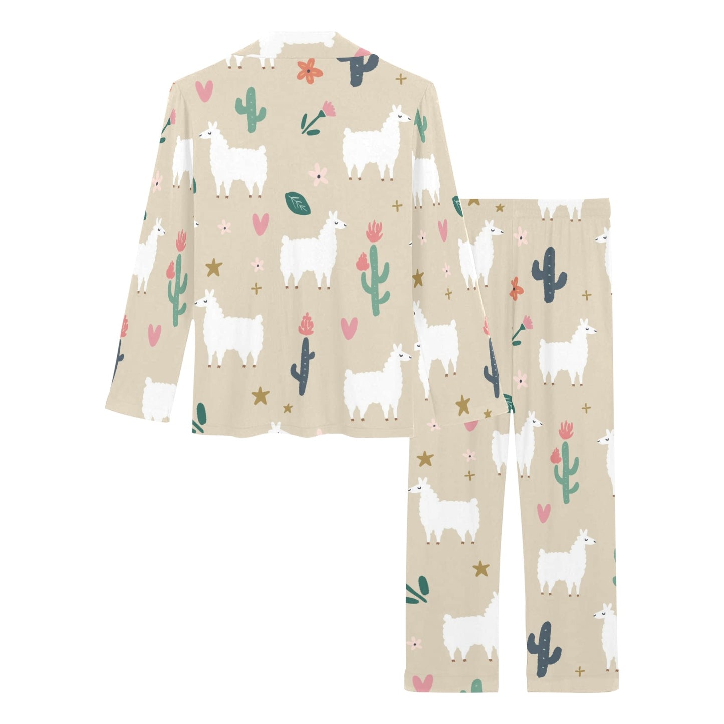 Llama Cactus Pattern Print Design 09 Women's Long Pajama Set