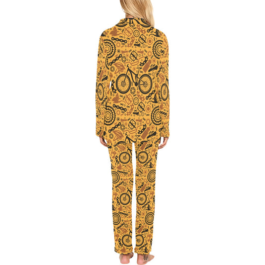 Mountain bike Pattern Print Design 03 Women's Long Pajama Set