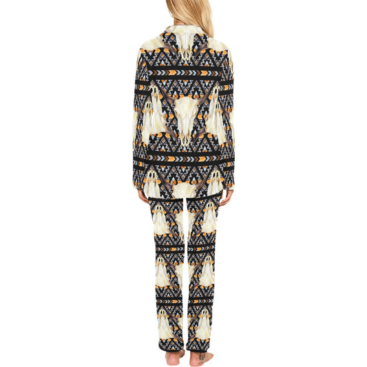 Buffalo Head Pattern Print Design 03 Women's Long Pajama Set