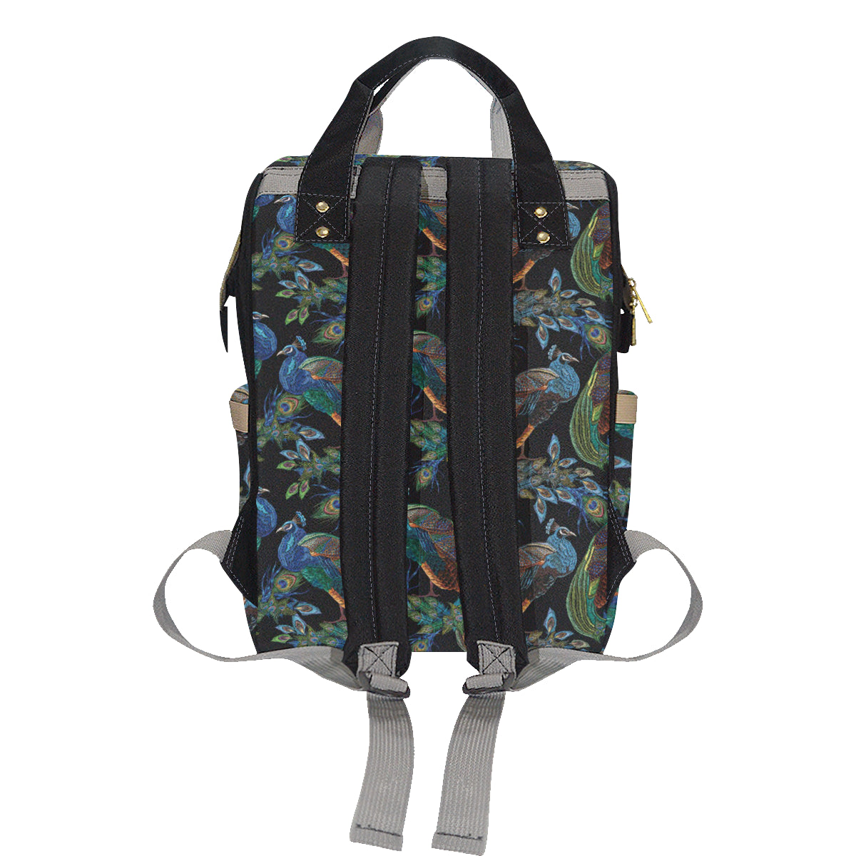Peacock Pattern Print Design A04 Diaper Bag Backpack