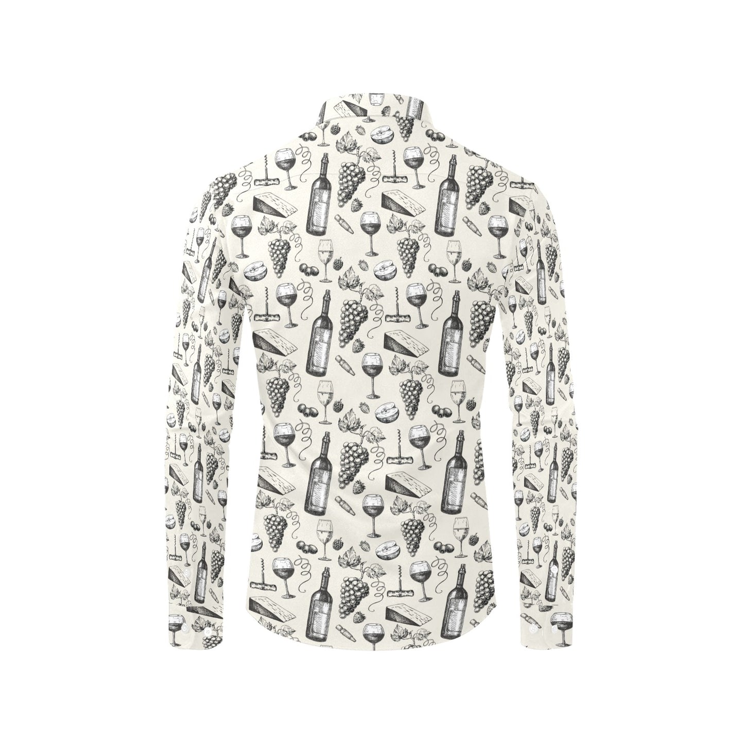 Wine Themed Print Design LKS306 Men's Long Sleeve Dress Shirt
