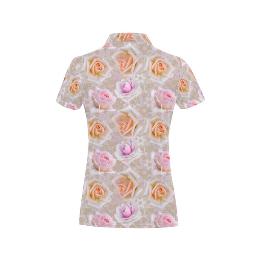 Rose Pattern Print Design RO011 Women's Polo Shirt