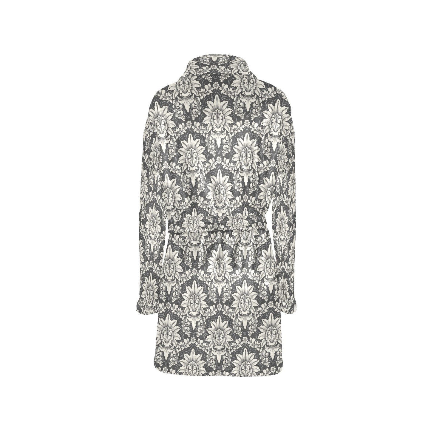 Damask Elegant Print Pattern Women's Fleece Robe