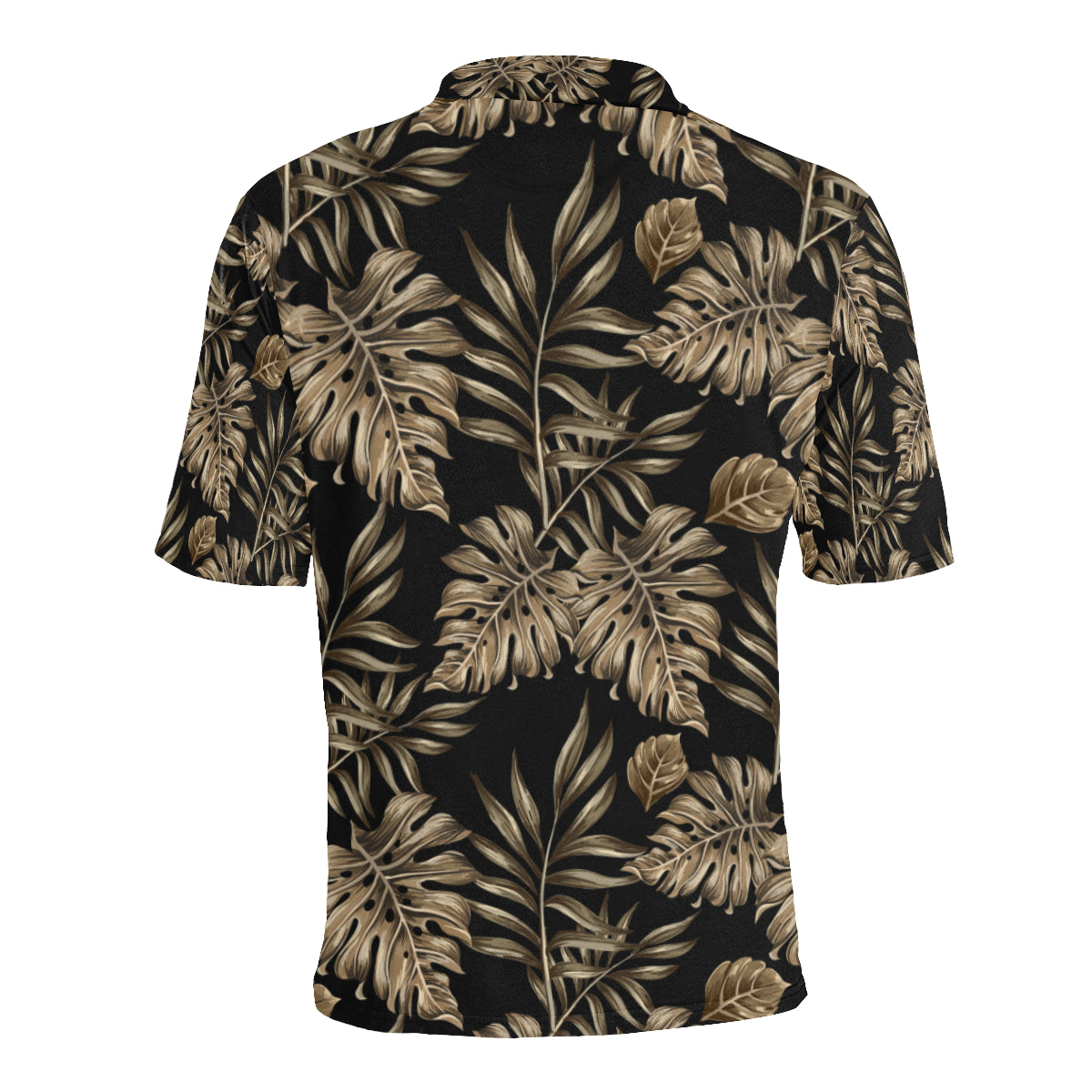 Brown Tropical Palm Leaves Men Polo Shirt