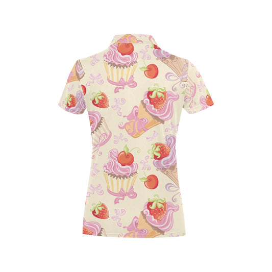 Strawberry Pink CupCake Women's Polo Shirt