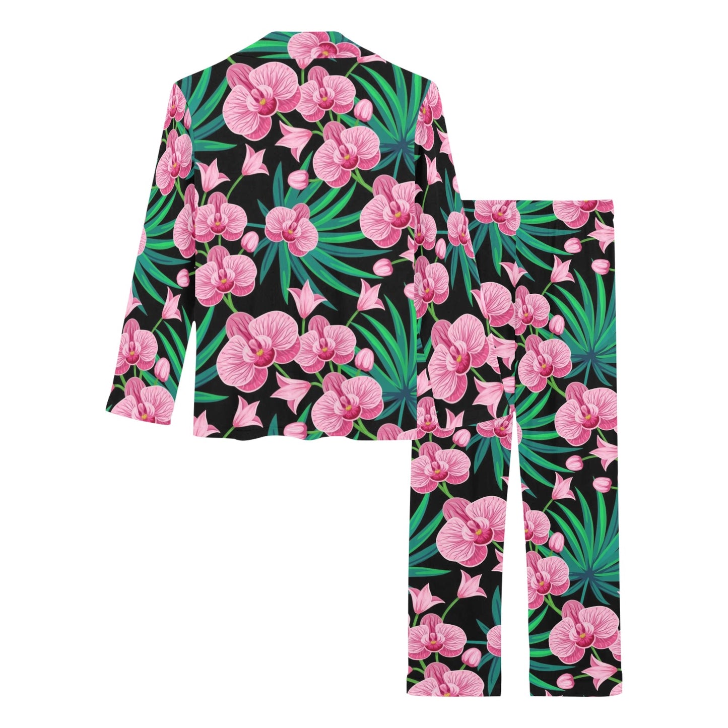Orchid Pink Pattern Print Design OR06 Women's Long Pajama Set