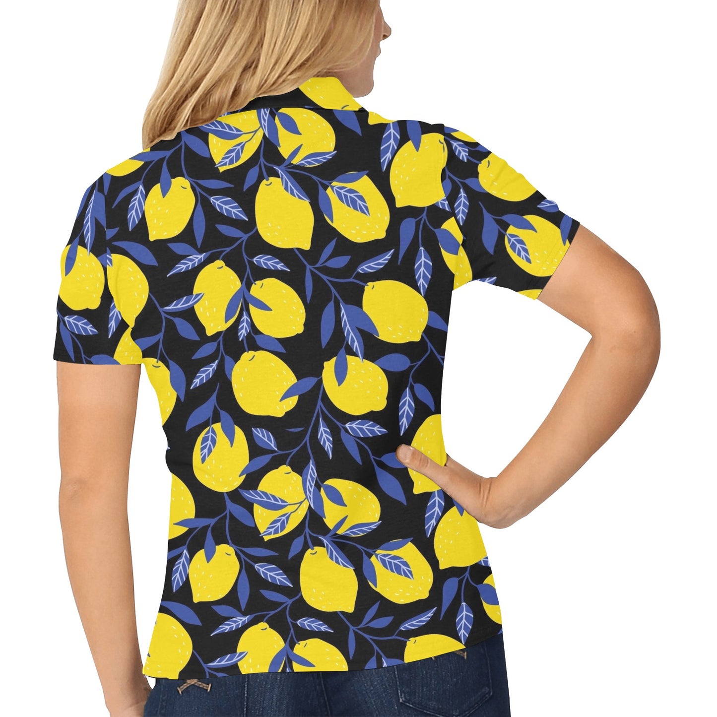 Lemon Pattern Print Design LM01 Women's Polo Shirt