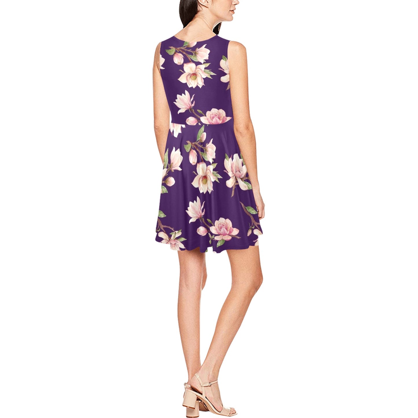 Magnolia Pattern Print Design MAG02 Sleeveless Dress