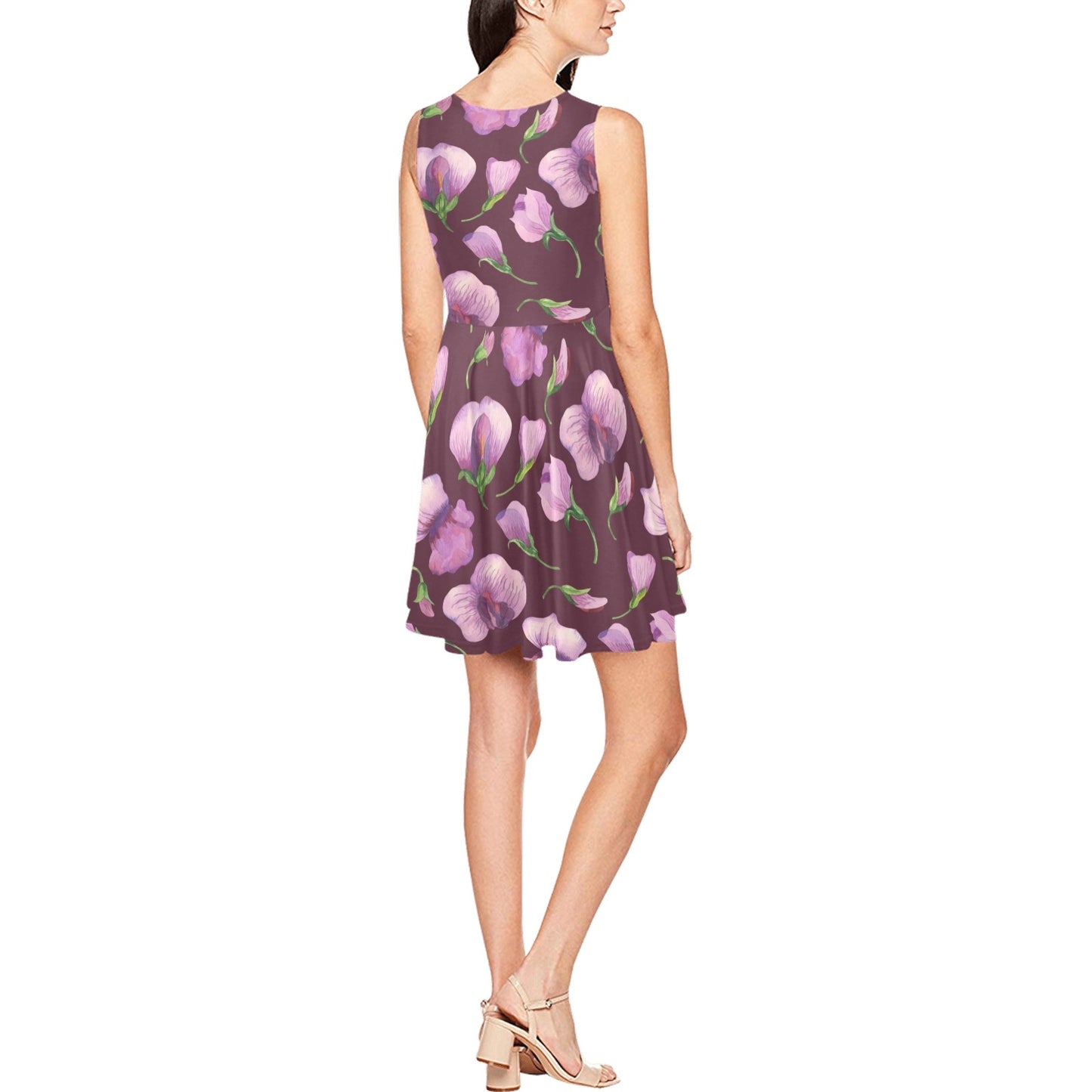 Peony Pattern Print Design PE010 Sleeveless Dress