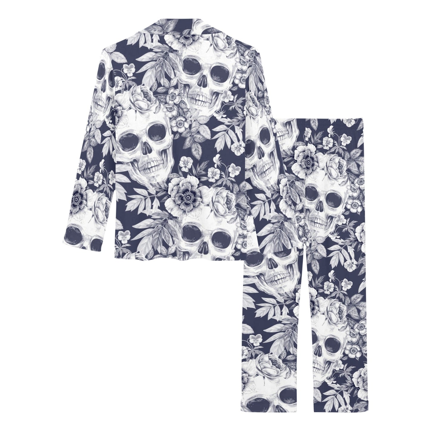 Skull Floral Beautiful Women's Long Pajama Set
