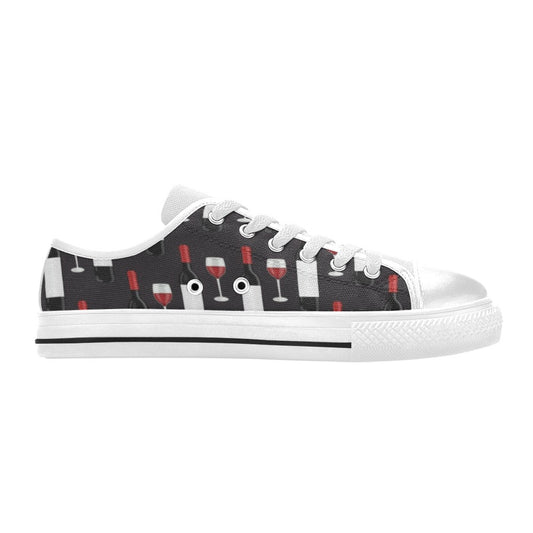 Wine Print Design LKS309 Women's White Low Top Shoes