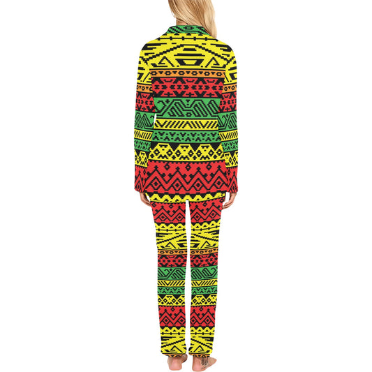 Rastafarian Pattern Print Design A02 Women's Long Pajama Set