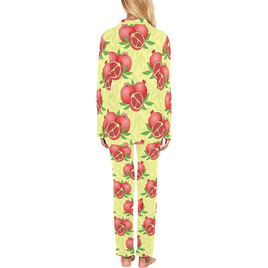 Pomegranate Pattern Print Design PG07 Women's Long Pajama Set