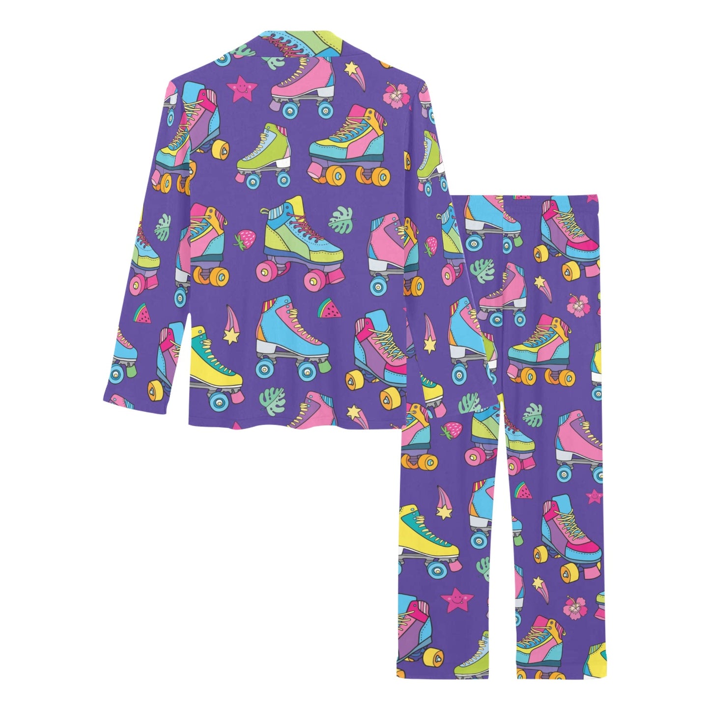 Roller skate Colorful Pattern Print Design A05 Women's Long Pajama Set