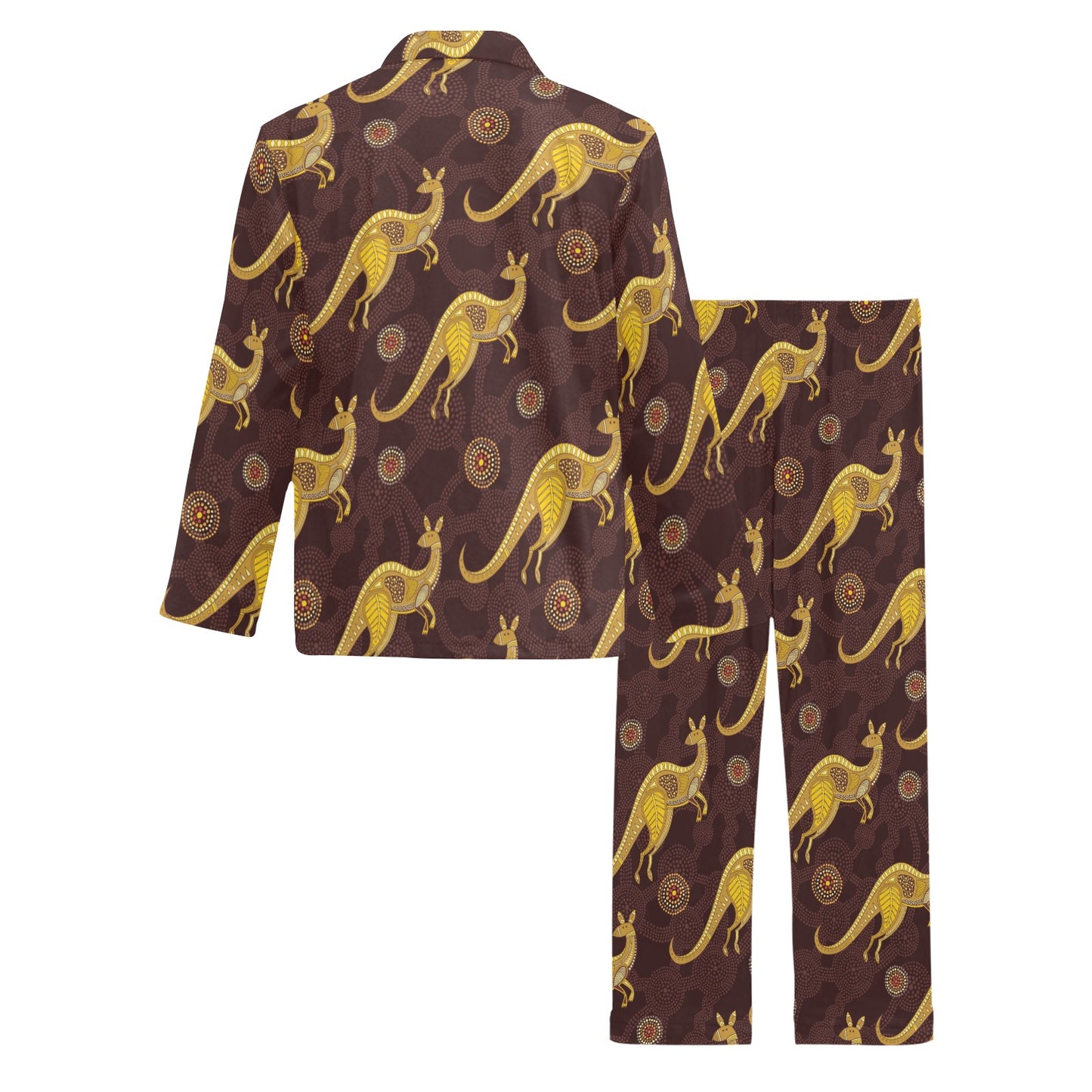 Kangaroos Aboriginal Pattern Print Design 08 Men's Long Pajama Set