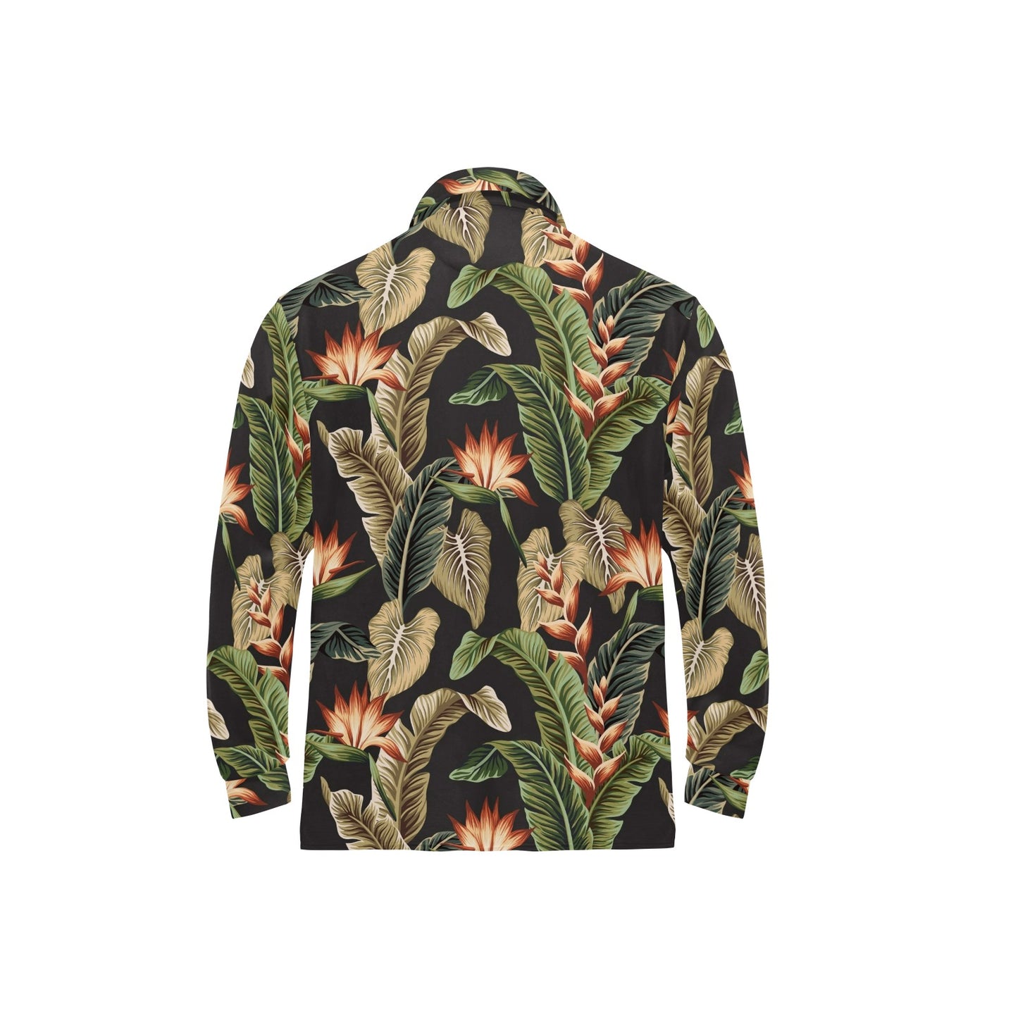 Tropical Flower Pattern Print Design TF014 Long Sleeve Polo Shirt For Men's