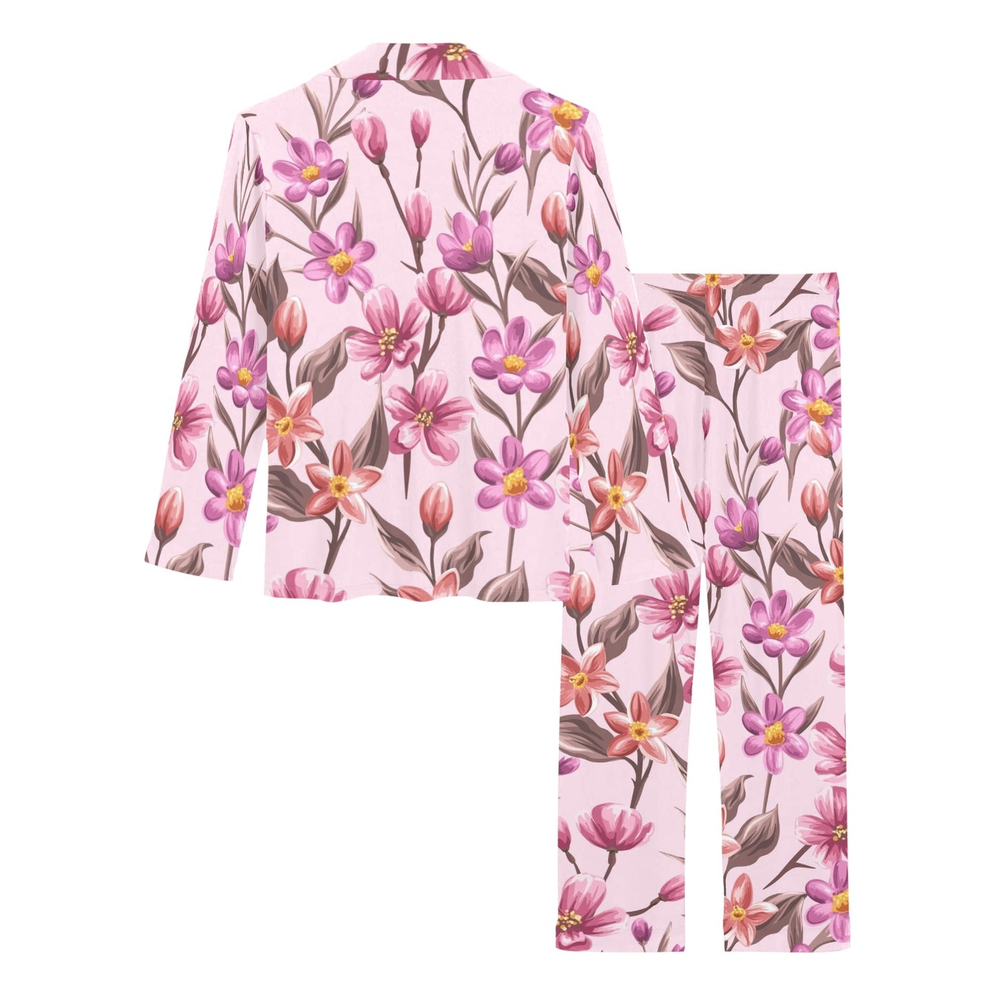 Summer Floral Pattern Print Design SF09 Women's Long Pajama Set