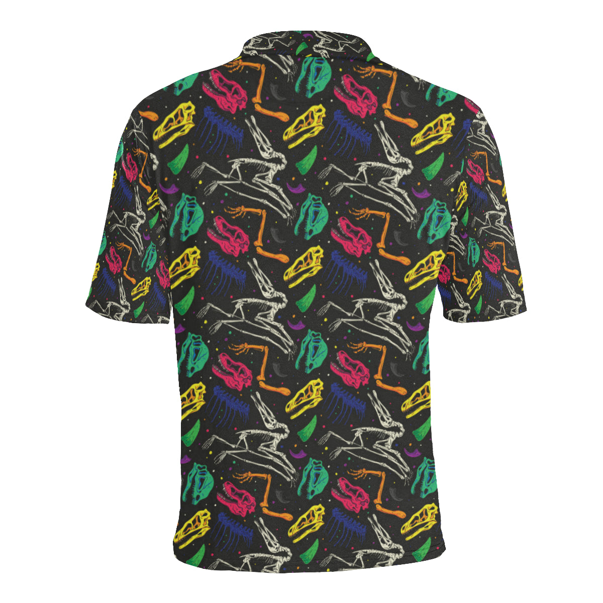 Dinosaur Skull Color Print Pattern Men Polo Shirt