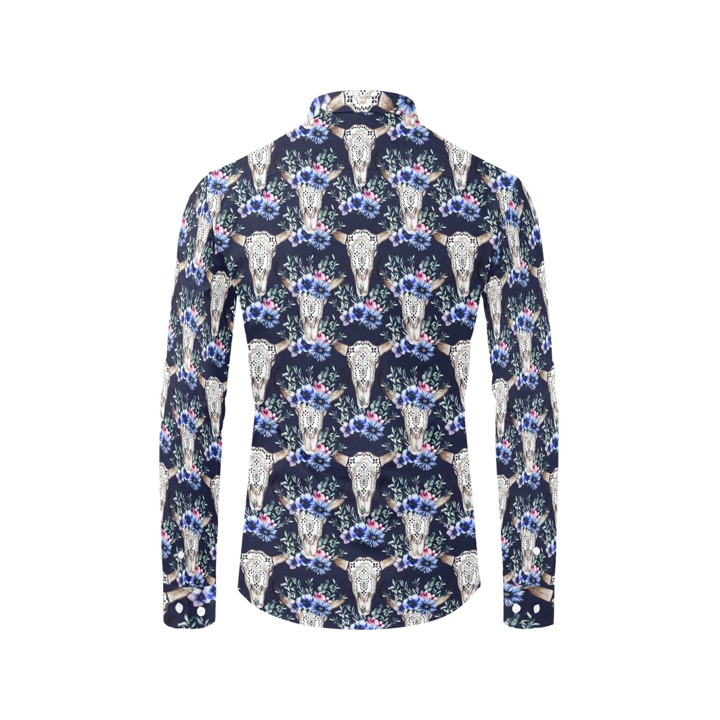 Buffalo Head Print Design LKS402 Men's Long Sleeve Dress Shirt