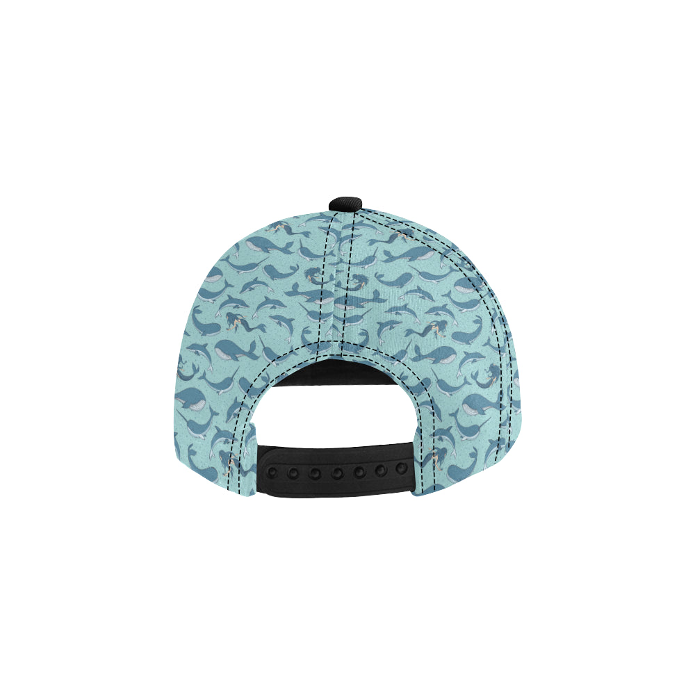 Narwhal Themed Print Snapback Cap