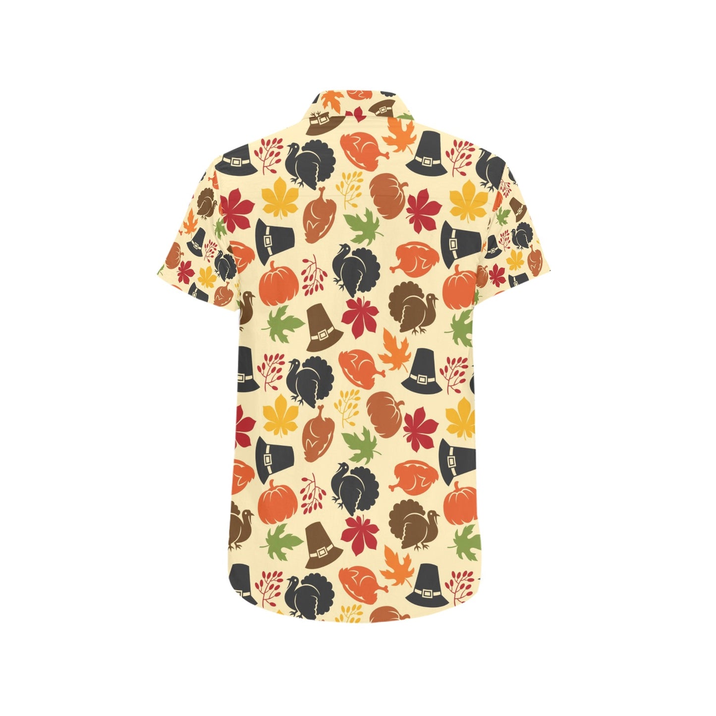 Thanksgiving Print Design LKS303 Men Short Sleeve Button Up Shirt