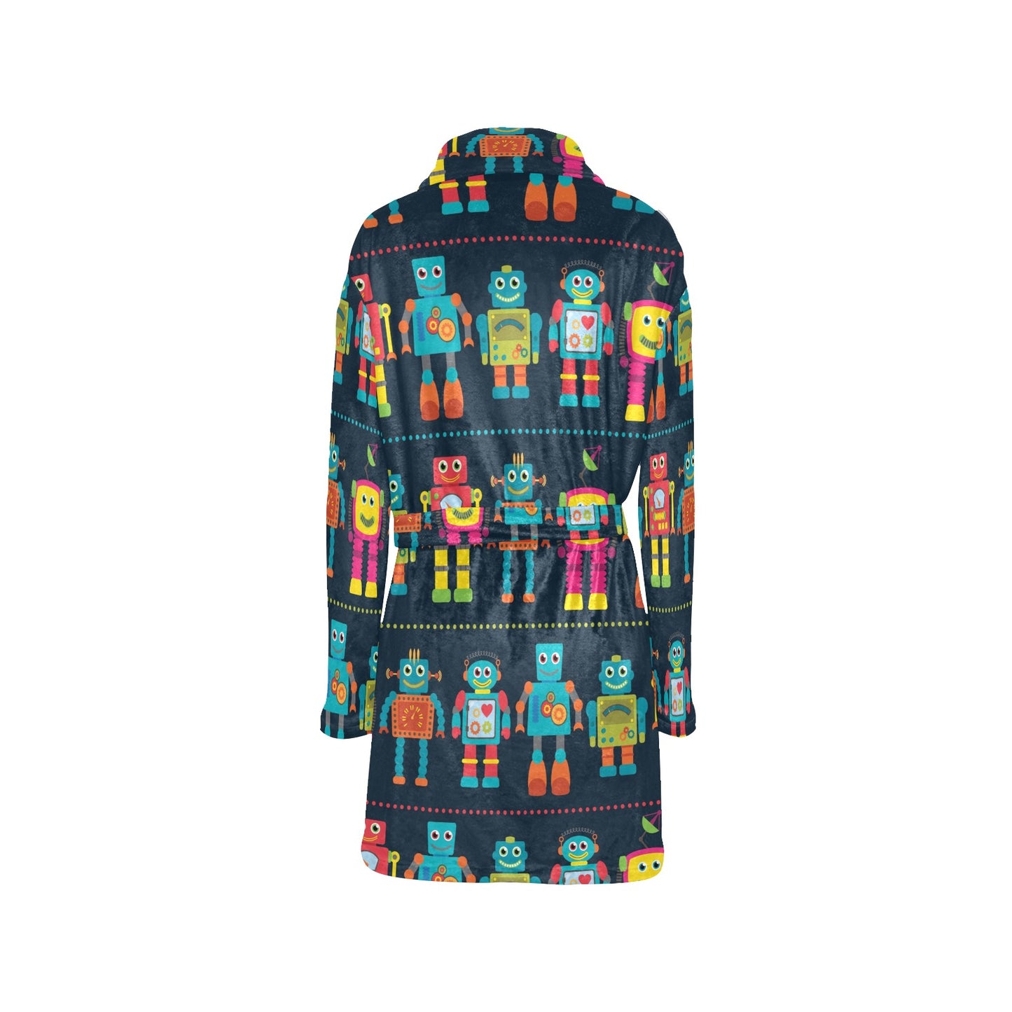 Robot Pattern Print Design A01 Women's Fleece Robe