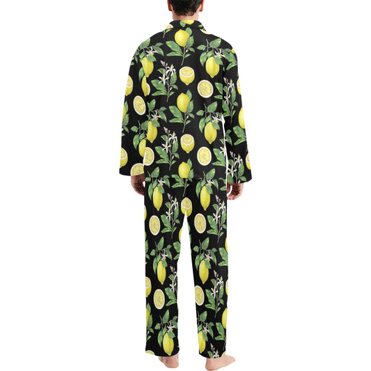 Lemon Pattern Print Design LM02 Men's Long Pajama Set