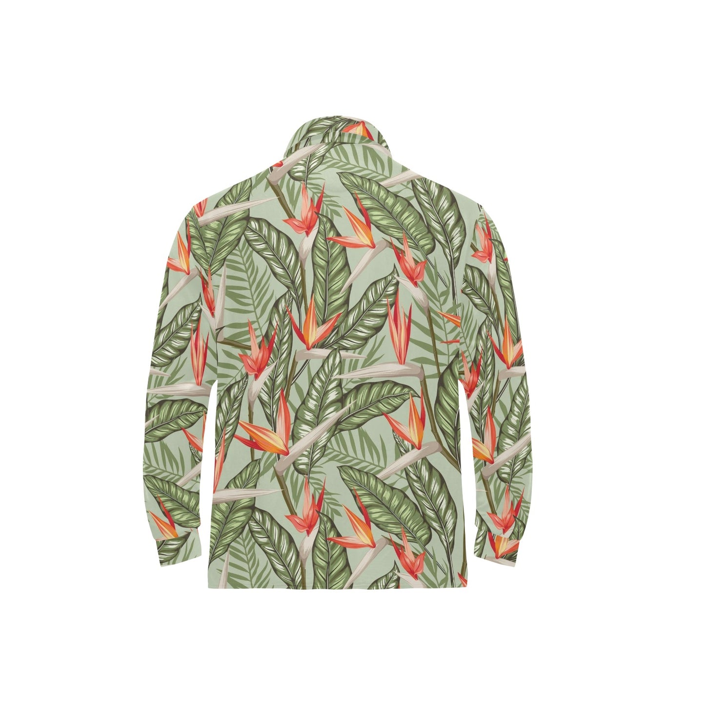 Bird Of Paradise Pattern Print Design BOP08 Long Sleeve Polo Shirt For Men's