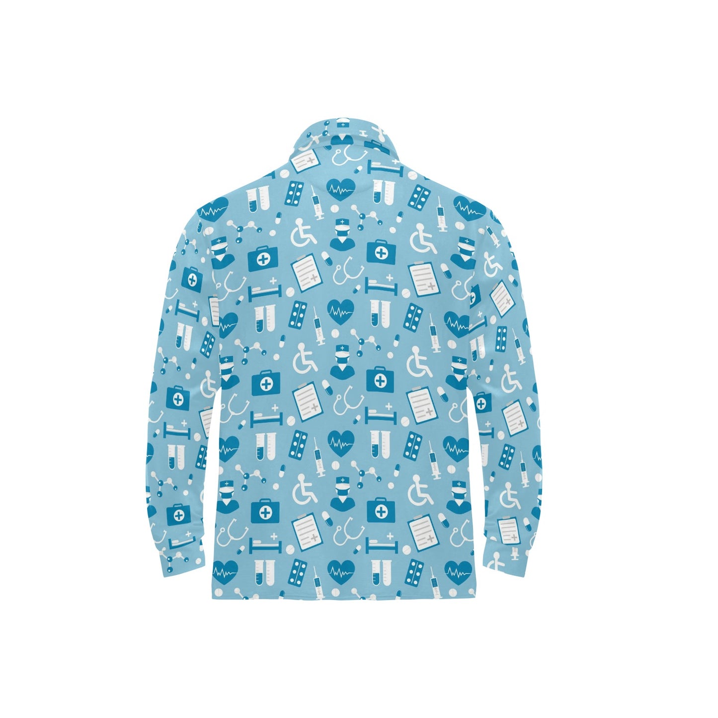 Medical Pattern Print Design 05 Long Sleeve Polo Shirt For Men's