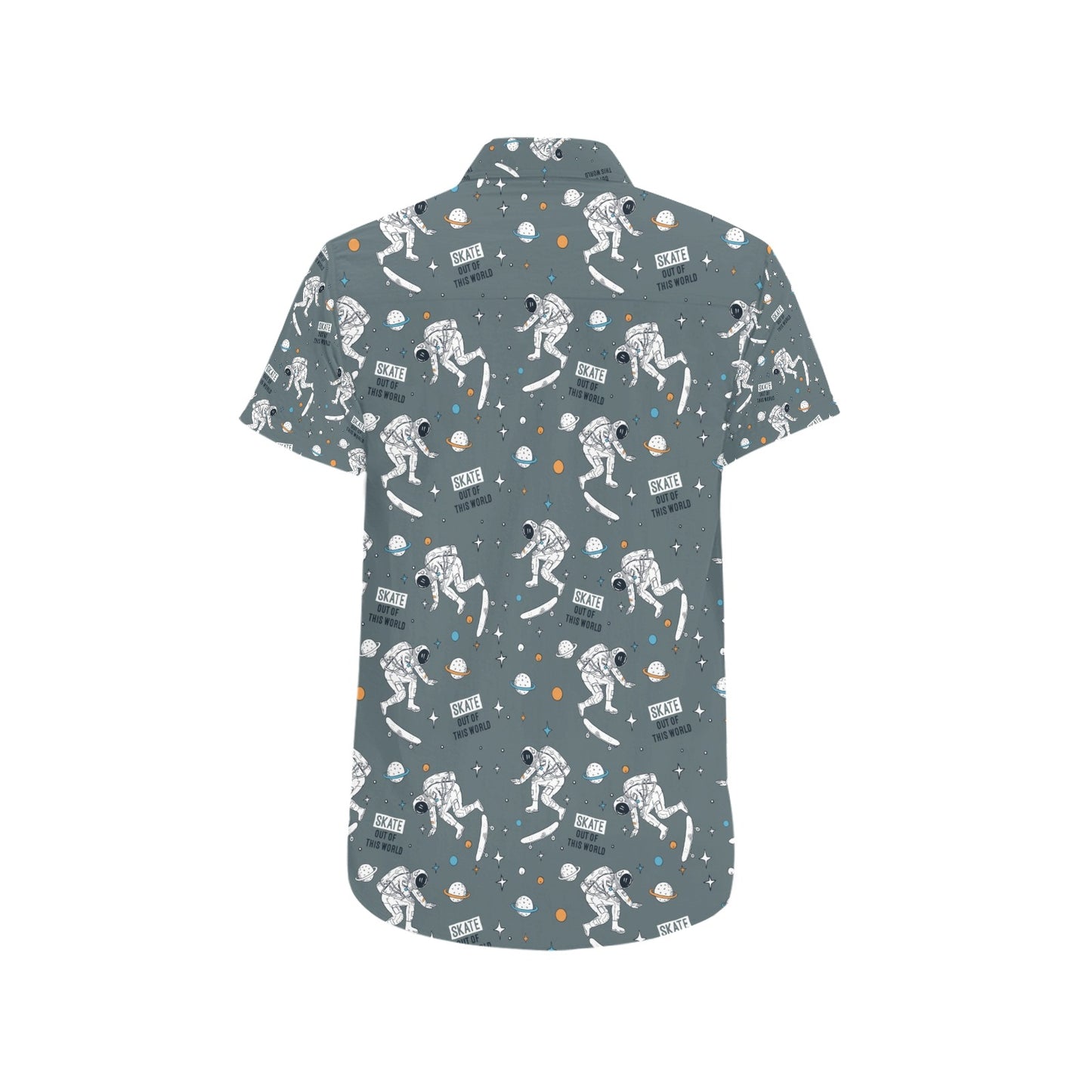 Skateboard Print Design LKS306 Men Short Sleeve Button Up Shirt
