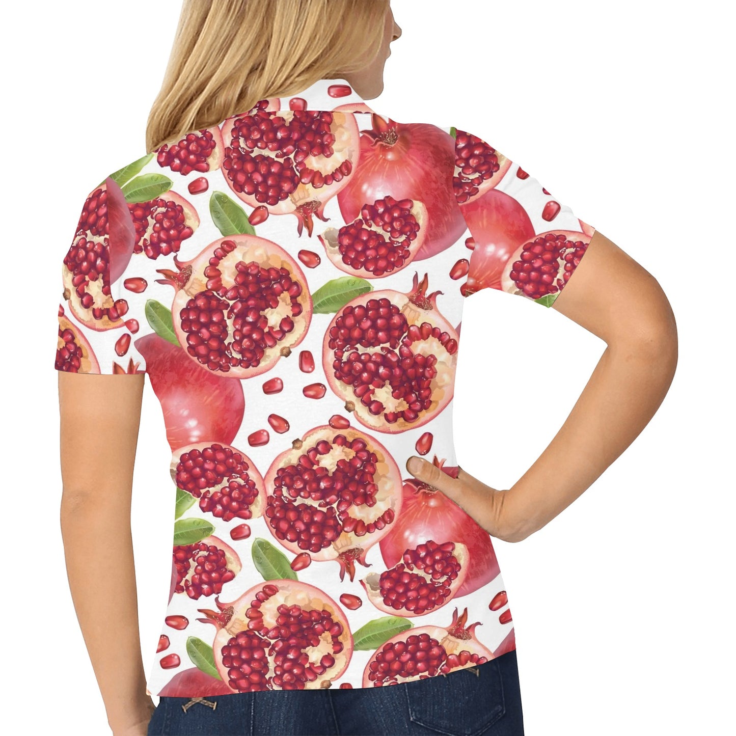 Pomegranate Pattern Print Design PG03 Women's Polo Shirt