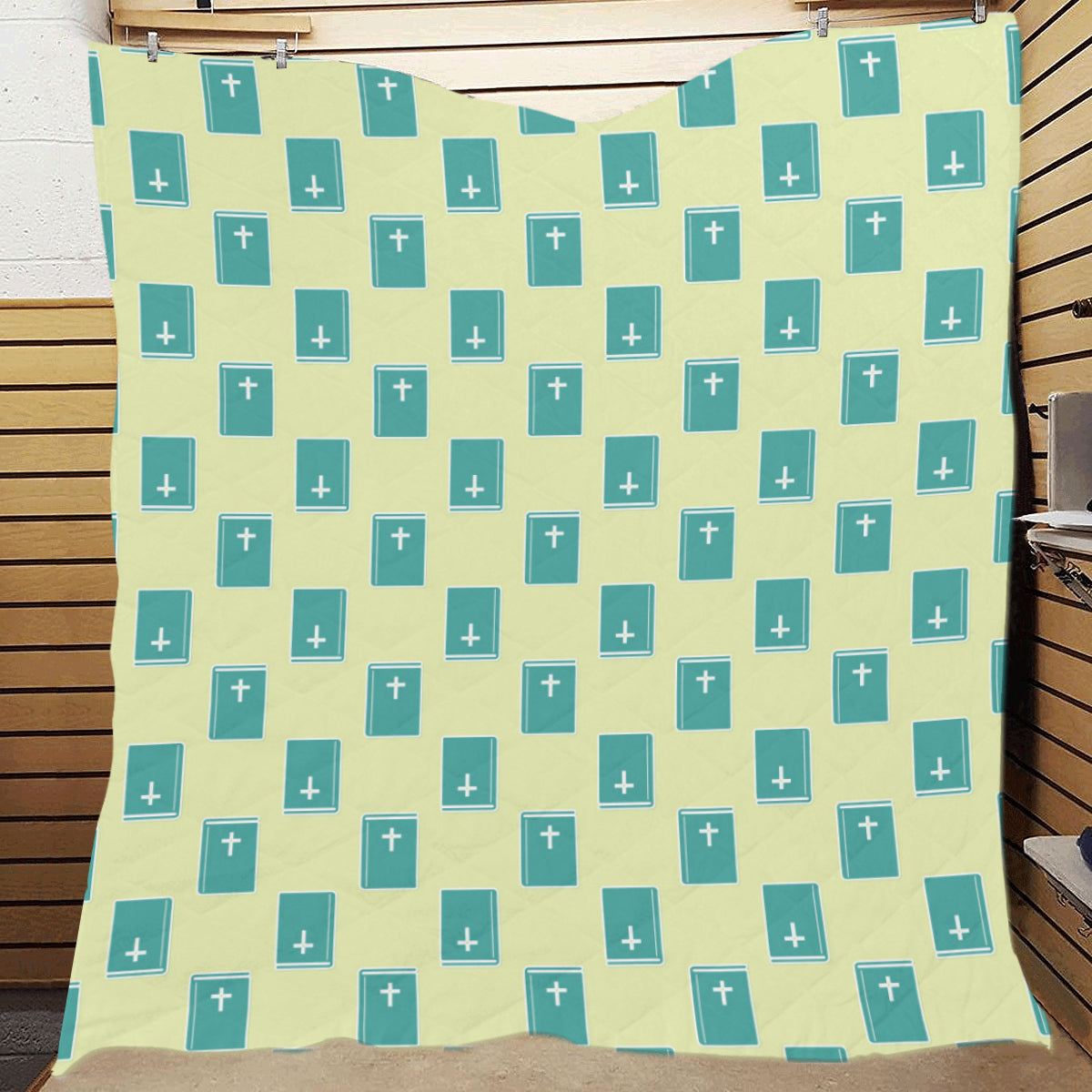 Bible Pattern Print Design 04 Premium Quilt