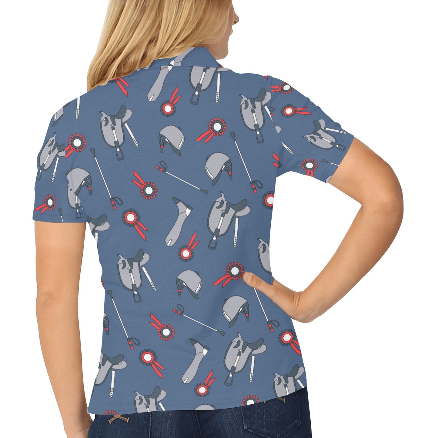 Equestrian Equipment Background Women's Polo Shirt