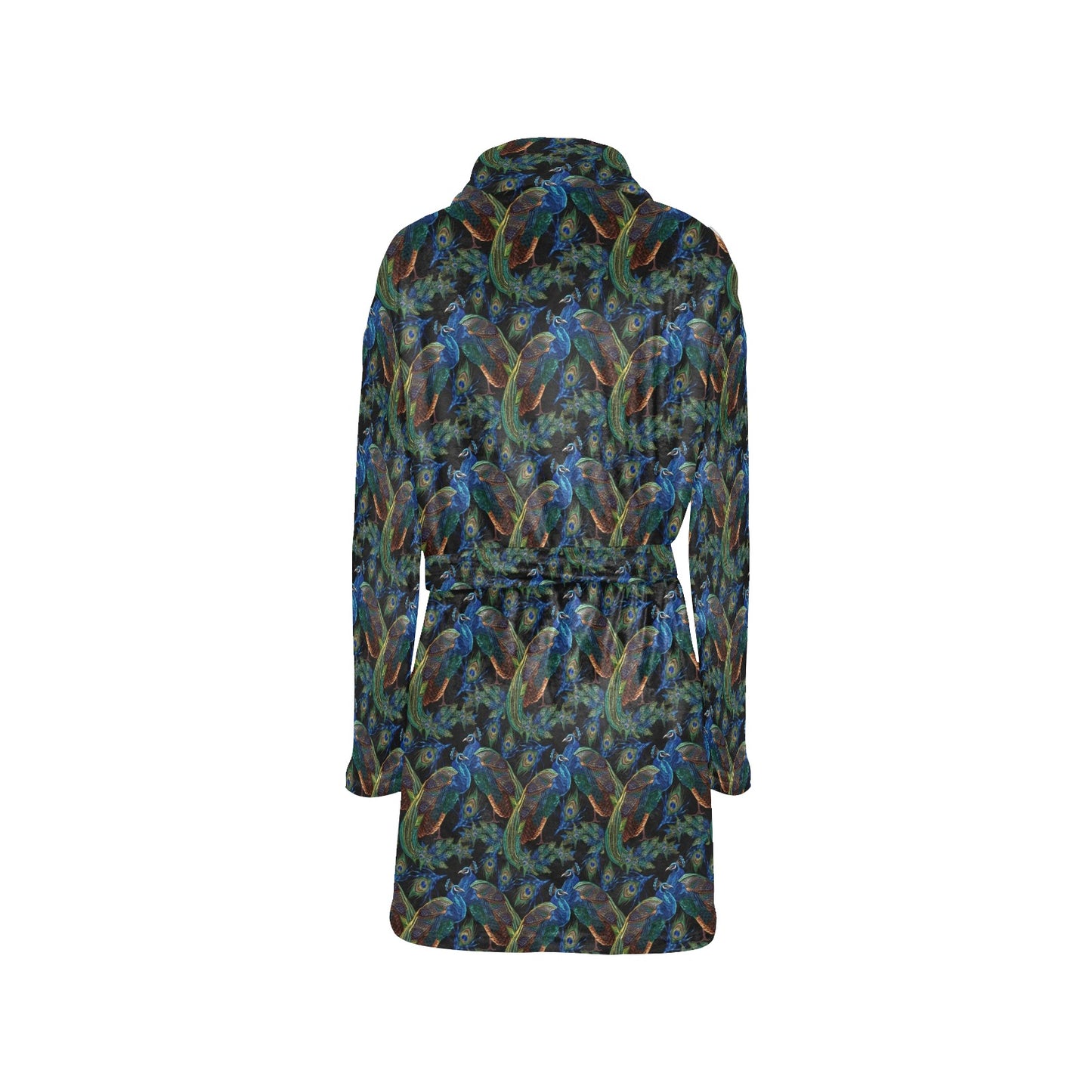 Peacock Themed Design Print Women's Fleece Robe