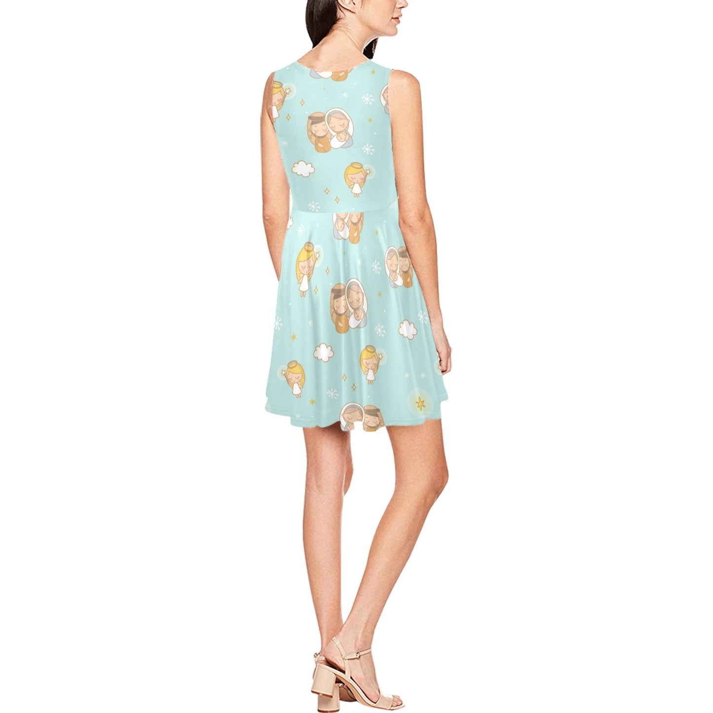 Christian Pattern Print Design 01 Sleeveless Dress