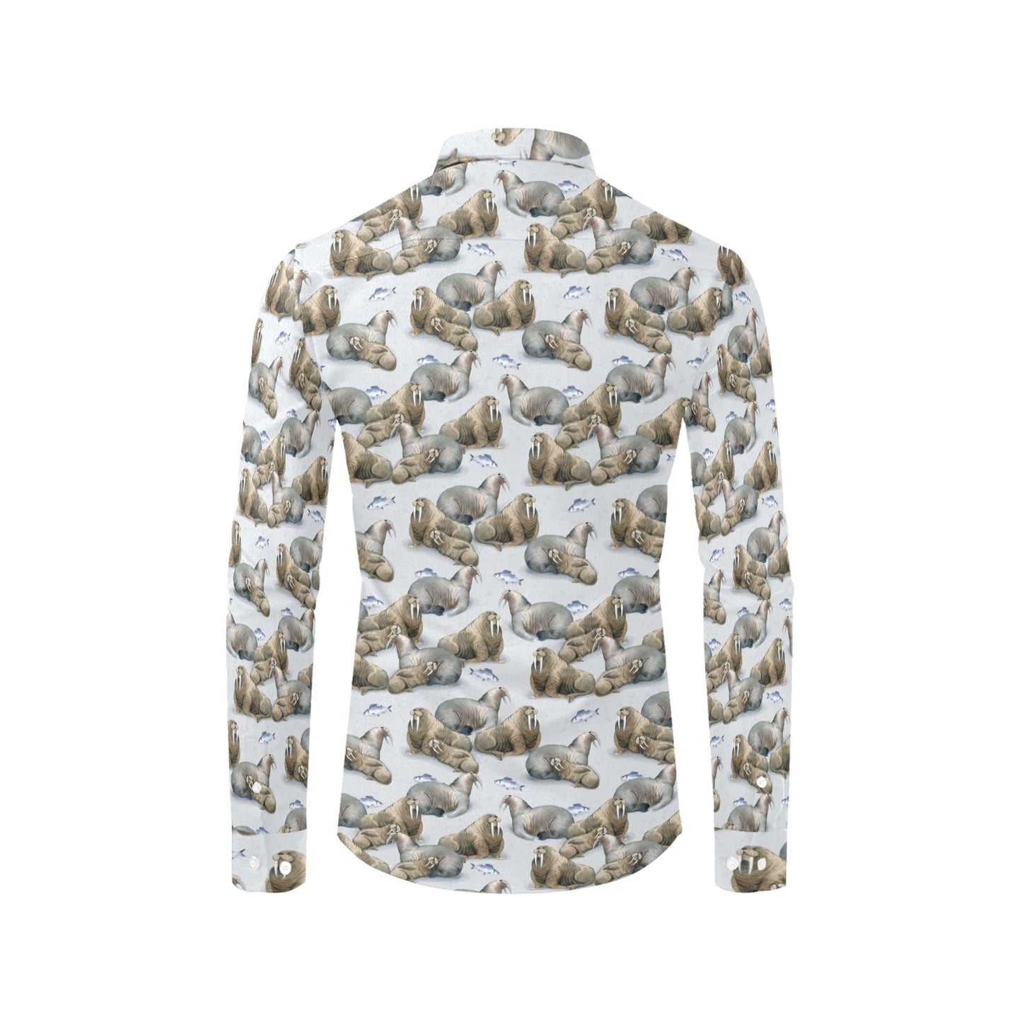 Walrus Print Design LKS401 Men's Long Sleeve Dress Shirt