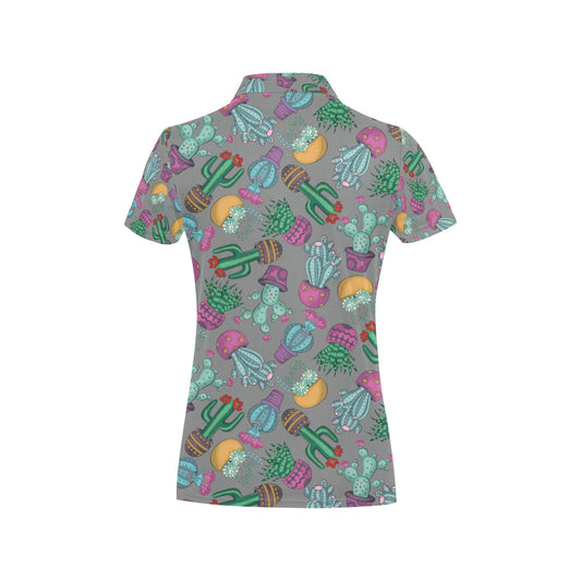 Cactus Colorful Print Pattern Women's Polo Shirt