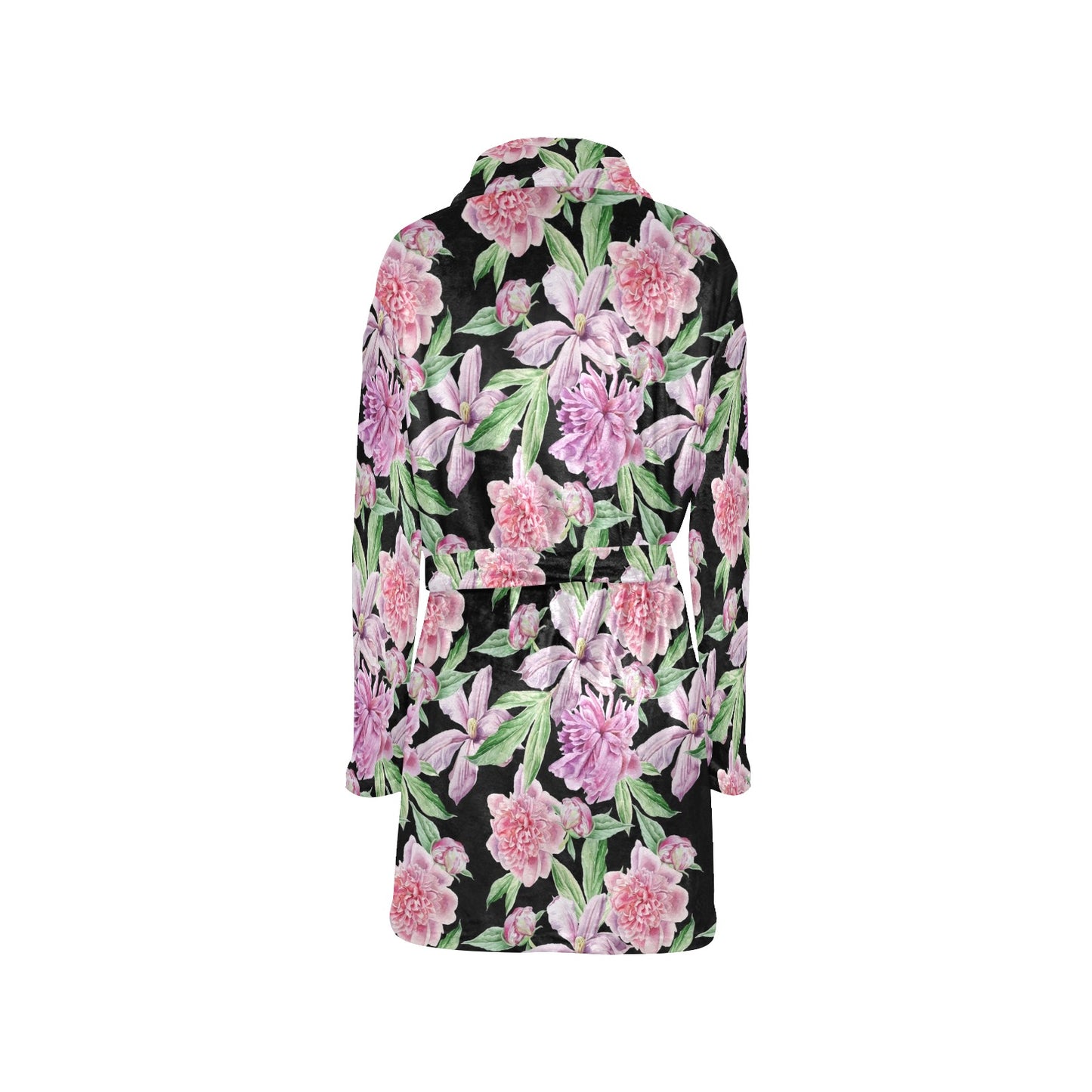 Peony Pattern Print Design PE08 Women's Fleece Robe