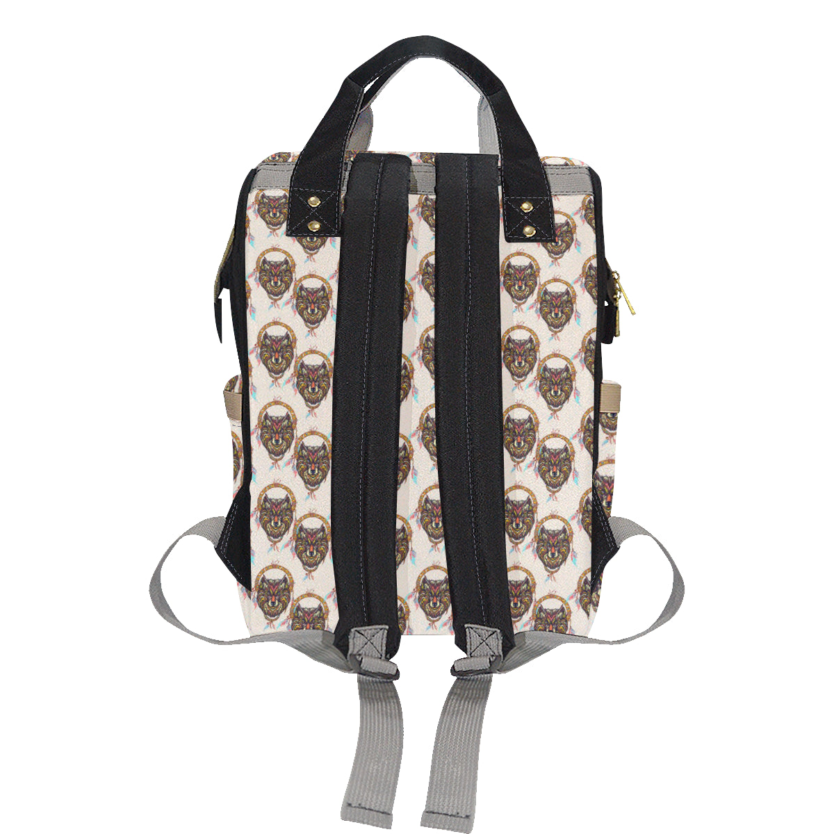 Wolf Tribal Dream Catcher Design Print Diaper Bag Backpack