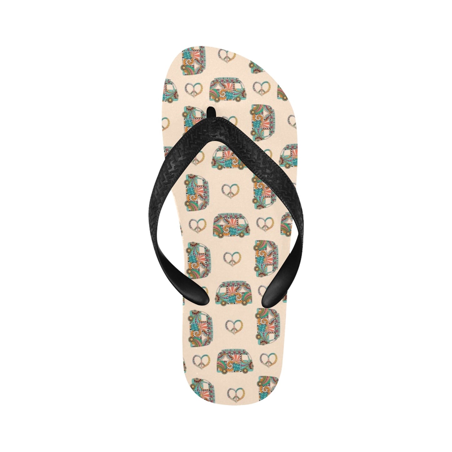 Hippie Van Peace Print Design LKS303 Flip Flops