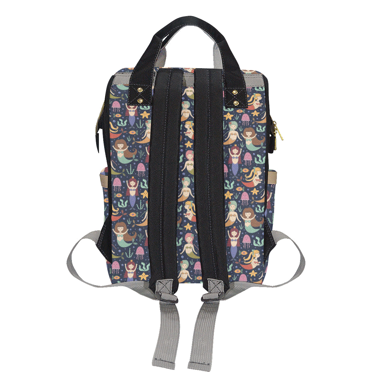 Mermaid Cartoon Pattern Print Design 03 Diaper Bag Backpack