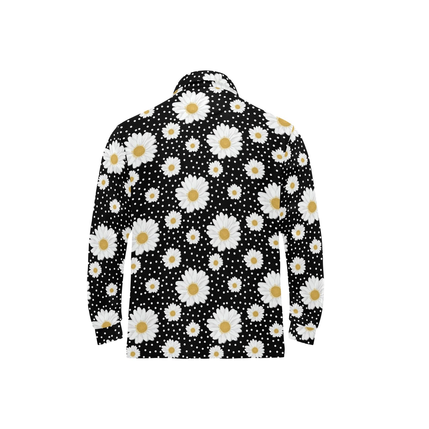 Daisy Pattern Print Design DS02 Long Sleeve Polo Shirt For Men's