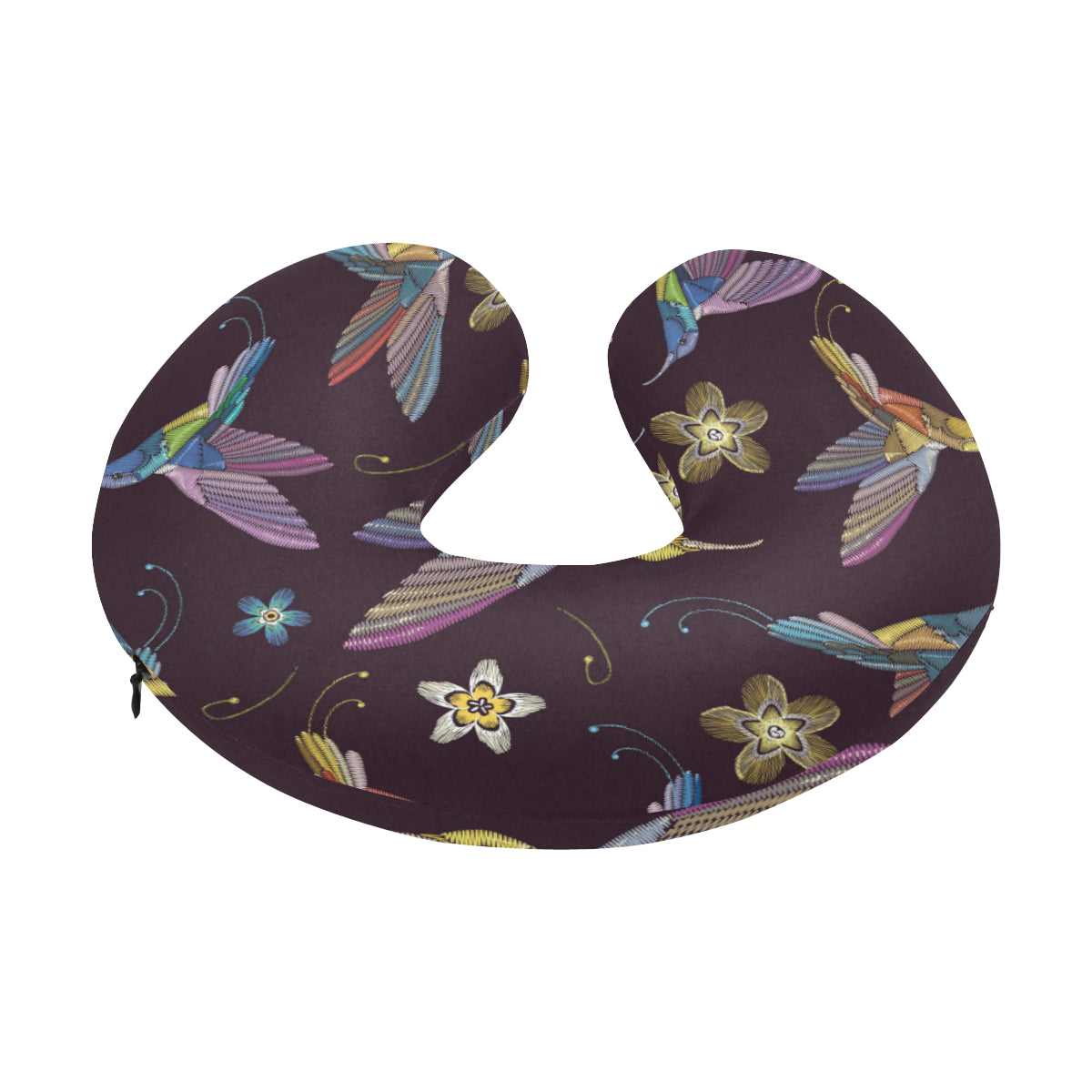 Hummingbird Pattern Print Design 04 U-Shaped Travel Neck Pillow