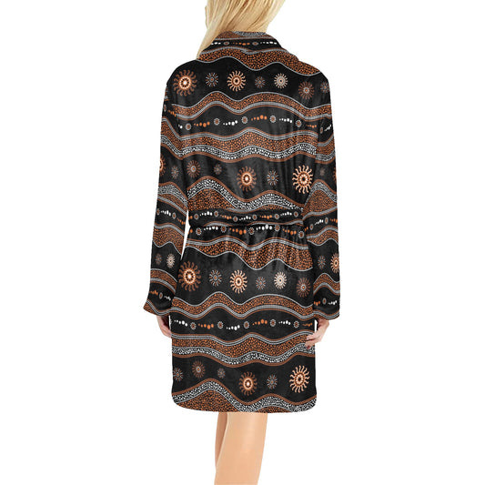 Aboriginal Print Design LKS404 Women's Fleece Robe