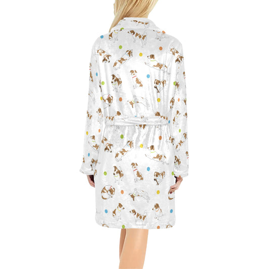 Russell Terriers With Balls Print Design LKS307 Women's Fleece Robe