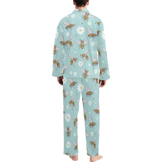 Bee Pattern Print Design BEE010 Men's Long Pajama Set